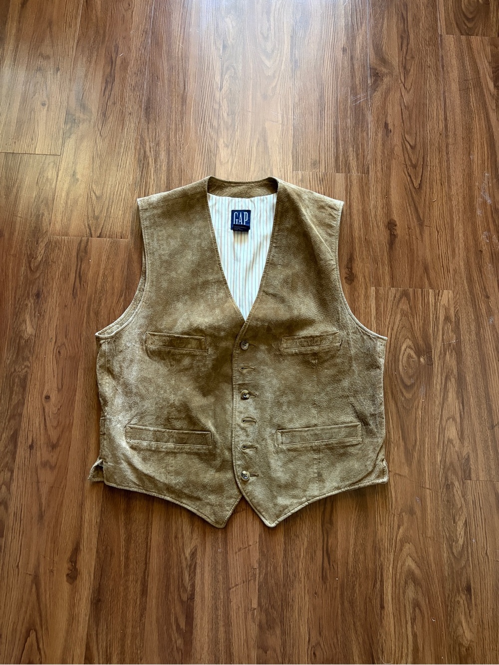 GAP Suede Button-Front Vest in Light Brown